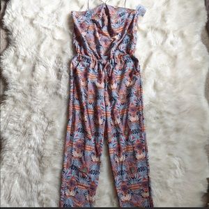 NWT Zara Trafaluc Ethnic Tribal Print Halter Jumpsuit in Small Tall
